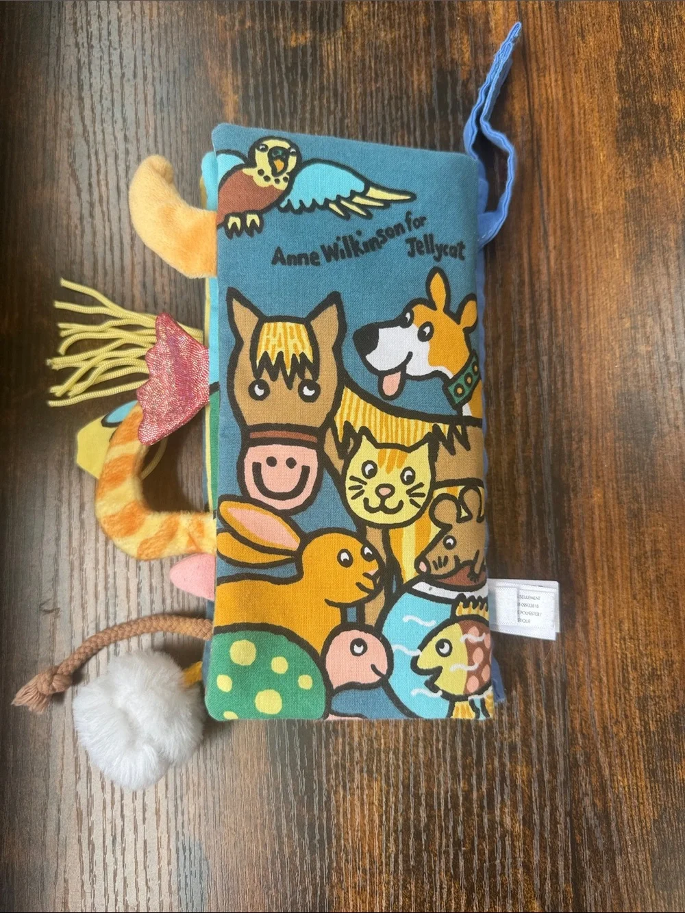 Jellycat Pet’s Tails Soft Cloth Activity Book Sensory Crinkle Toy Baby